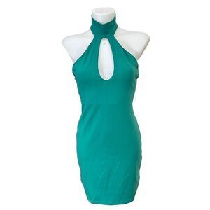 SUSANA MONACO‎ Green Halter Open Front Keyhole Mini Dress Size small New